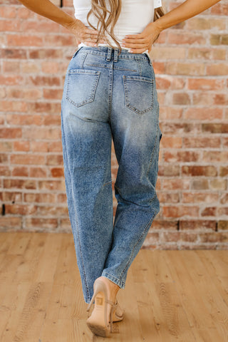 Dusk Blue Vintage Washed Seam Detail Shift Jeans