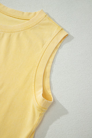 Myosotis 2 Pieces Mineral Wash Cotton Tank Top Lined Split Skort Set