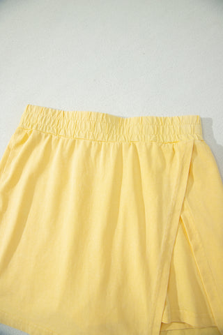 Myosotis 2 Pieces Mineral Wash Cotton Tank Top Lined Split Skort Set