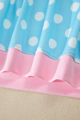 Sky Blue Polka Dot Short Sleeve Top and Pants Set