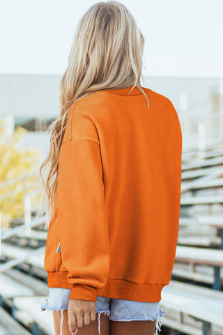 Coffee Oversize Drop Shoulder Reversible Mock Neck Sweatshirt