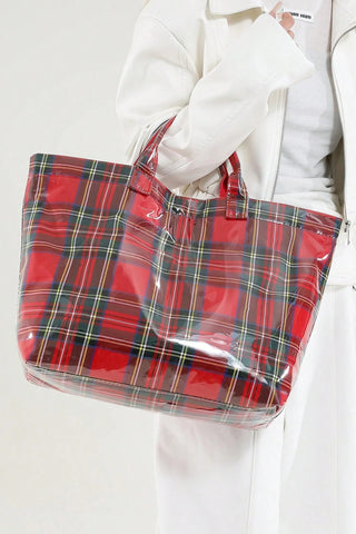 Orchid Eyelet Flower Pattern PVC Glossy Waterproof Tote Bag
