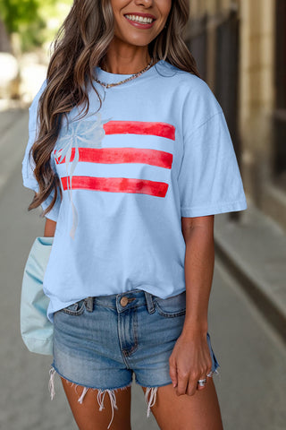 White Flag Bow Graphic Crewneck Tee
