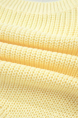 Yellow Cream Solid Color Cropped Knit Knot Back Cutout Sweater Tank