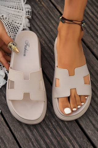Chestnut Cutout Design Open Toe Platform Slippers (Run Small, Size Up)